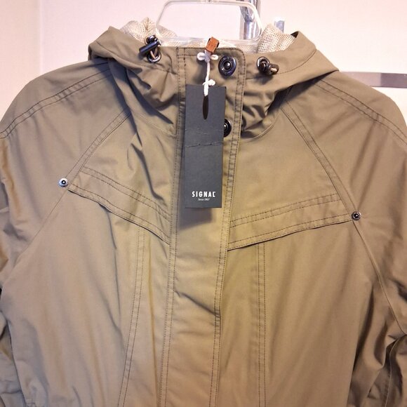 NWT Signal Hooded Gray Olive Green Lined Trench Coat Outerwear M - Picture 12 of 15